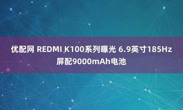 优配网 REDMI K100系列曝光 6.9英寸185Hz屏配9000mAh电池